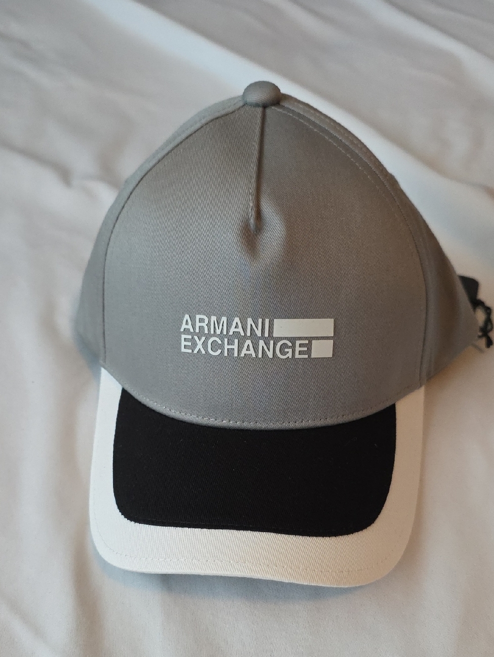 Armani Exchange Gray, Black & White Logo Cap NWT